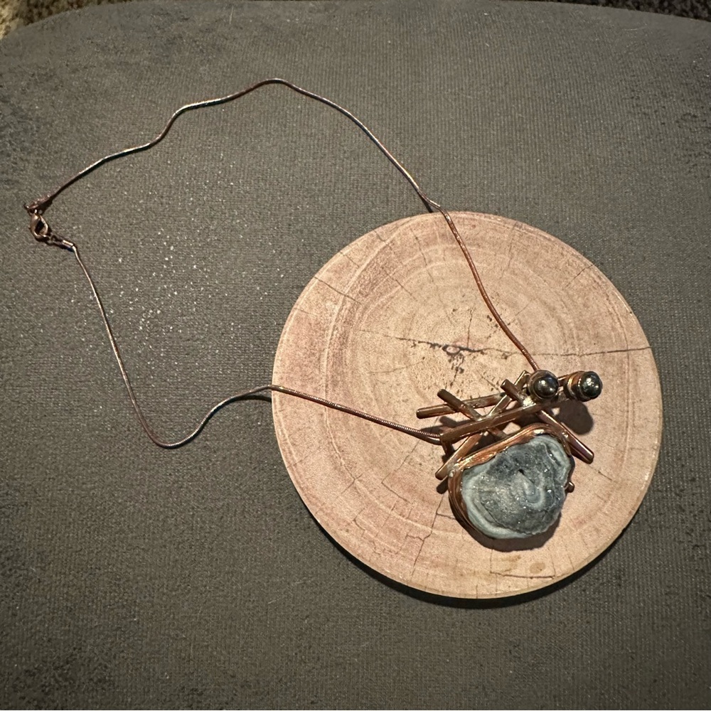 Druzy Agate necklace copper artist made - Picture 6 of 6